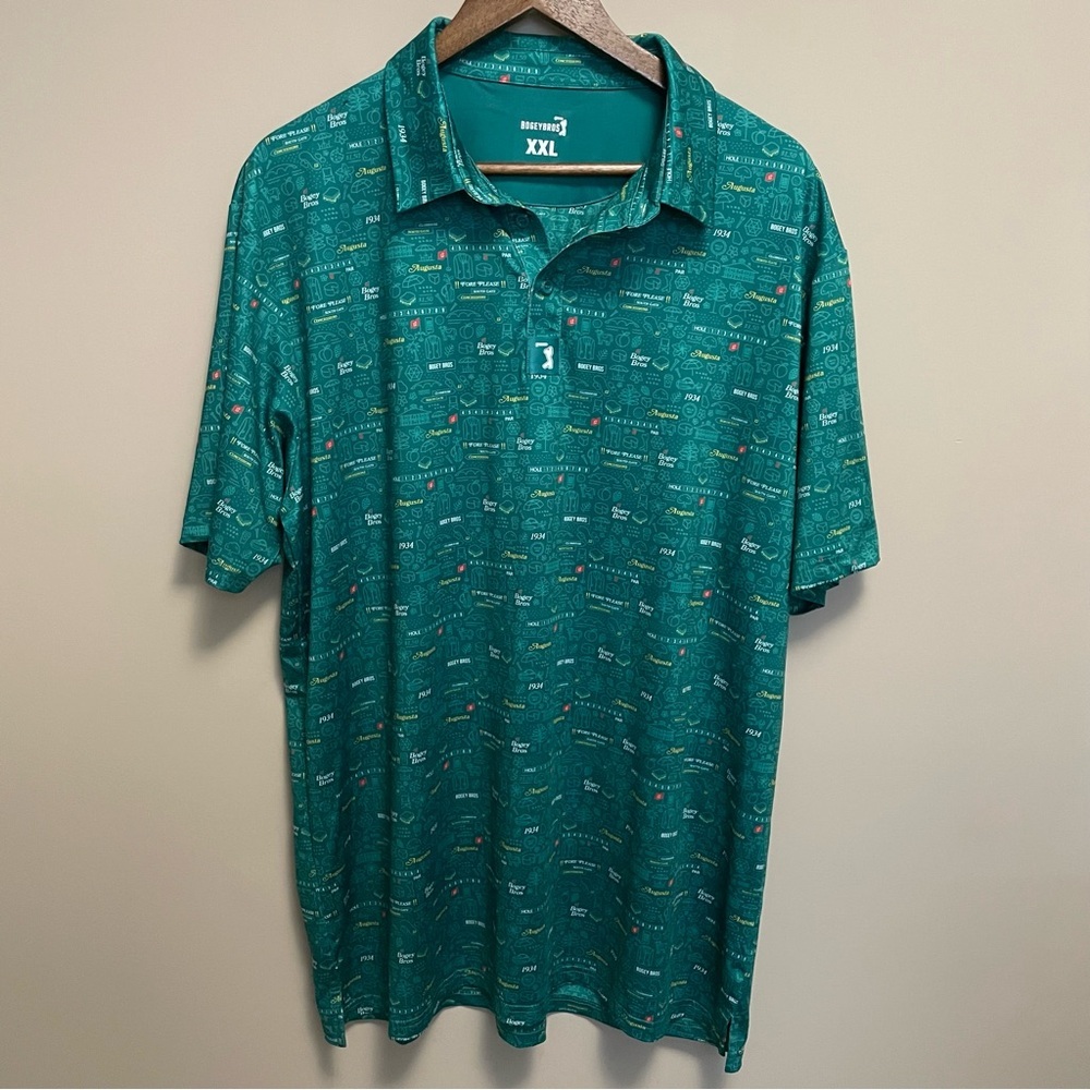 Bogey Bros Men’s XXL Augusta Green Polo Golf Shirt Retired Print